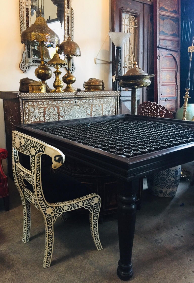 Hand-Carved Anglo-Indian Style Square Dining Table at 1stdibs
