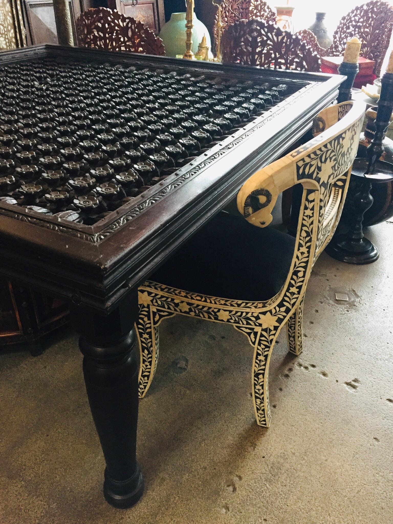 Hand-Carved Anglo-Indian Style Square Dining Table 4