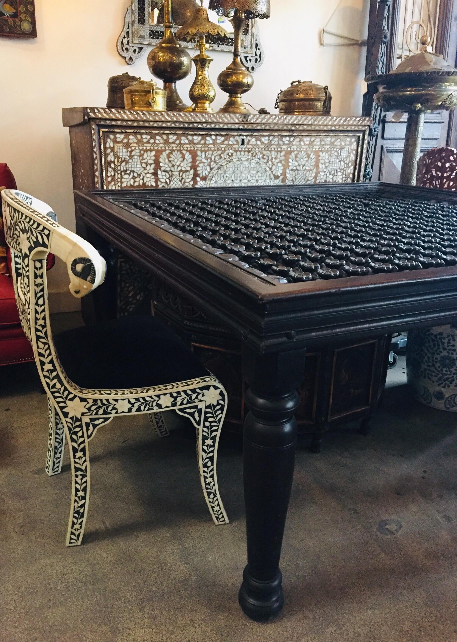 Hand-Carved Anglo-Indian Style Square Dining Table 5