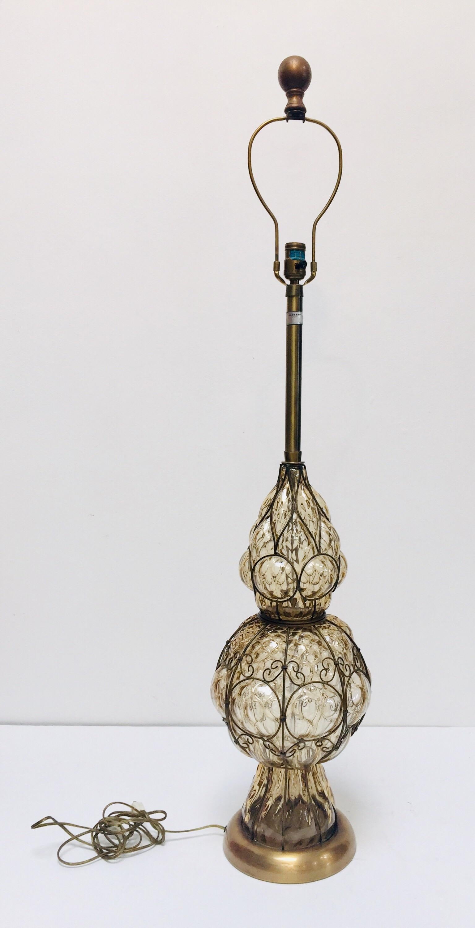 Lampe de bureau italienne vintage en verre de Murano vénitien par Marbro Bon état - En vente à North Hollywood, CA