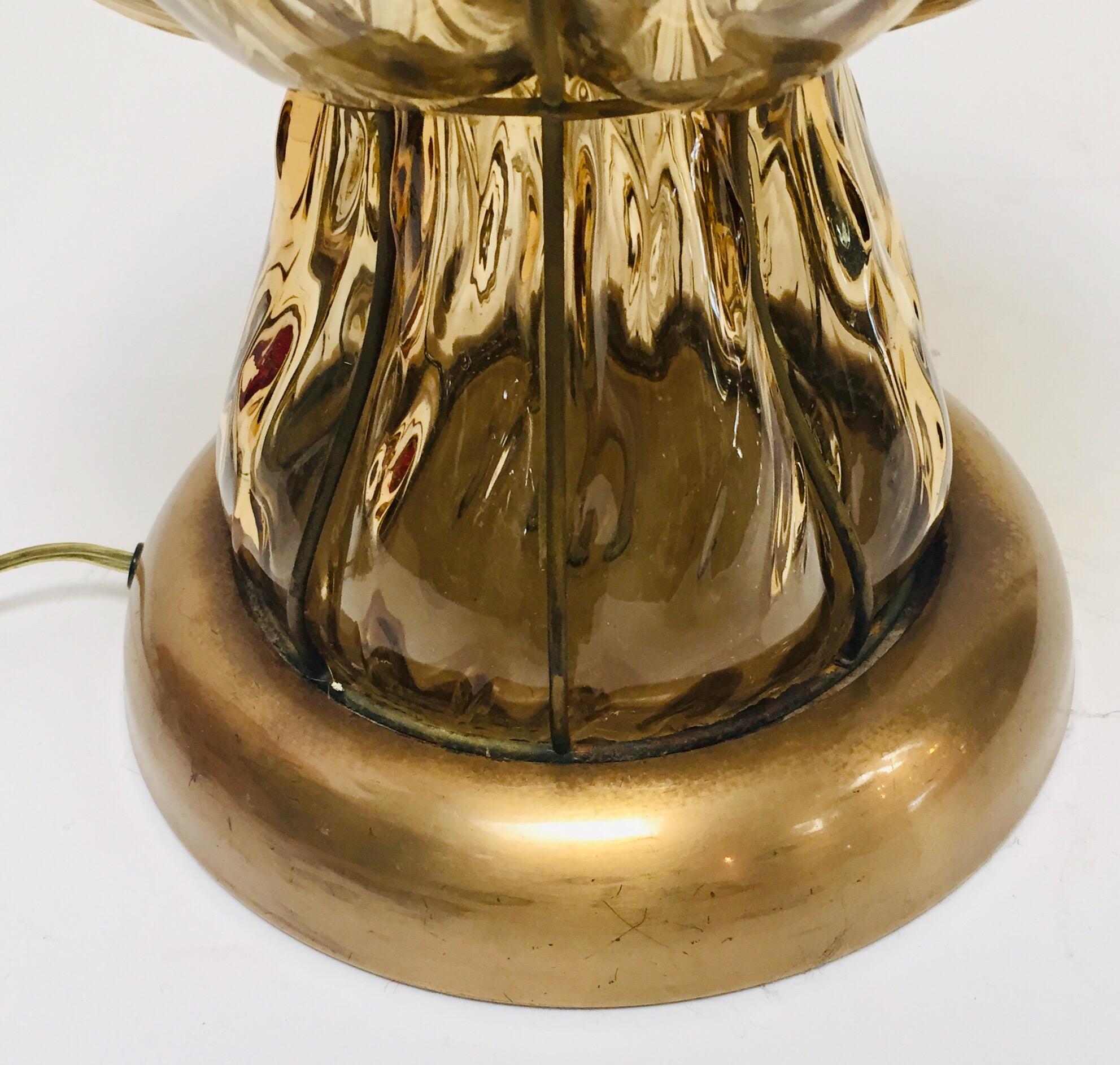 Vintage Venetian Murano Glass Italian Table Lamp by Marbro In Good Condition For Sale In North Hollywood, CA