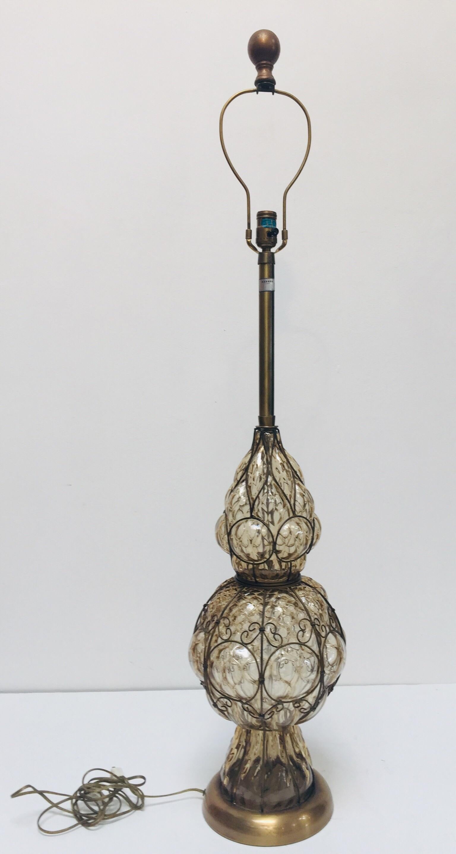 Vintage Venetian Murano Glass Italian Table Lamp by Marbro For Sale 1