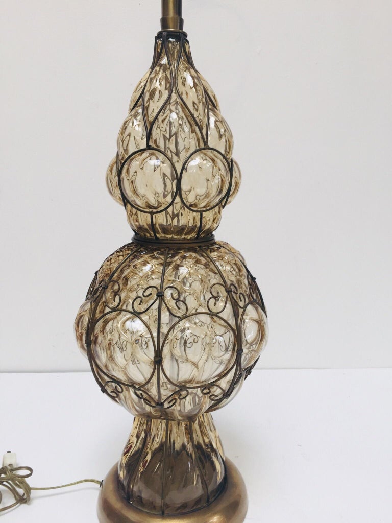 Vintage Venetian Murano Glass Italian Table Lamp by Marbro For Sale 5