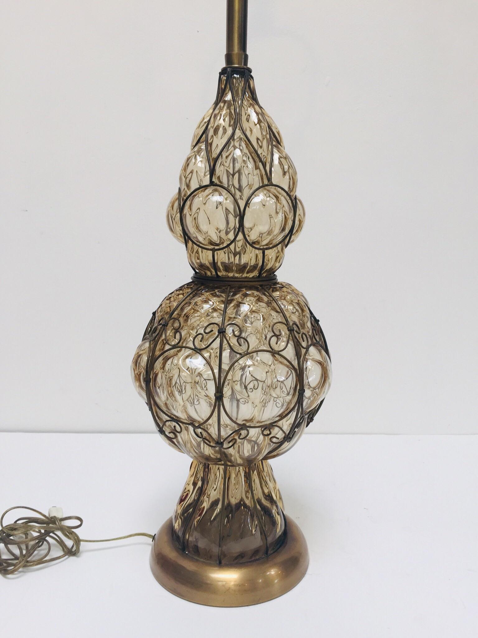 Vintage Venetian Murano Glass Italian Table Lamp by Marbro For Sale 3