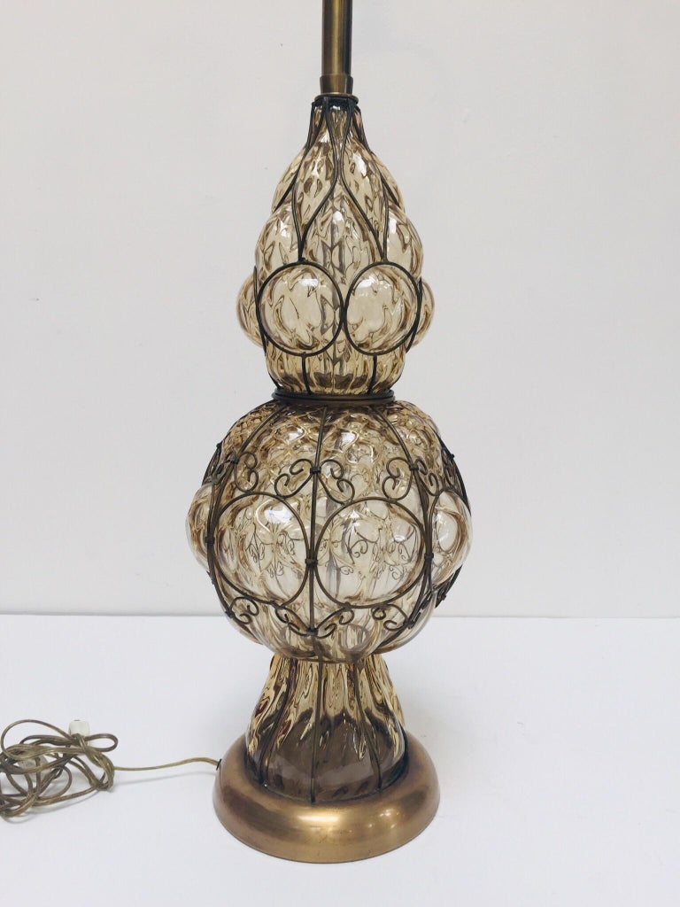 Vintage Venetian Murano Glass Italian Table Lamp by Marbro For Sale 6