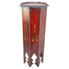 Moroccan Moorish Pedestal Octagonal Red Table 1960s
