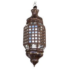 Handcrafted Moroccan Lantern with Clear Glass and Moorish Metal Filigree