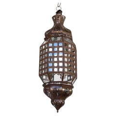 Handcrafted Moroccan Lantern with Clear Glass and Moorish Metal Filigree
