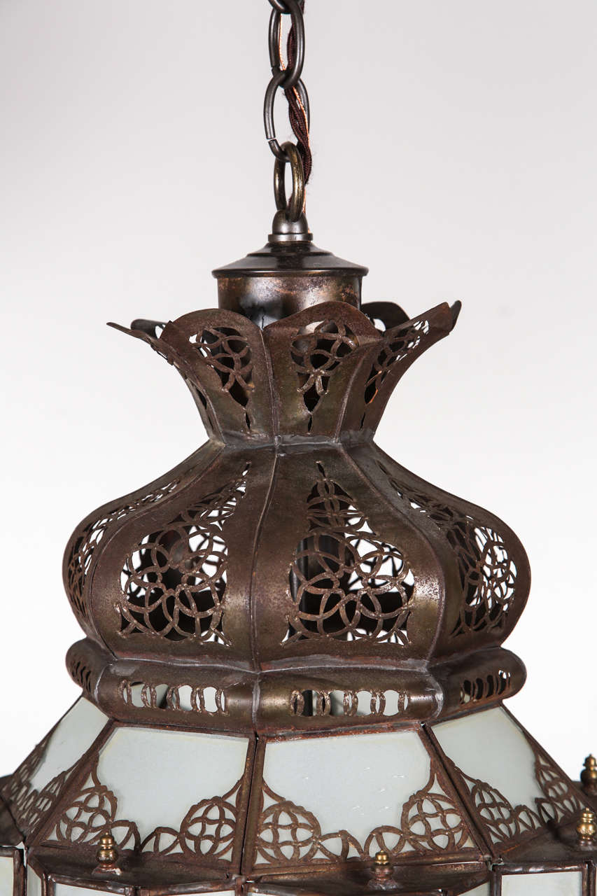 Hand-Carved Moorish Milky Glass Moroccan Pendant