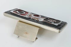 Belgian Tile Faced Vintage Entry Door Pull Handle by Artist Juliette Belarti