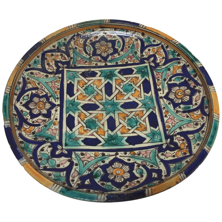 Hand-Painted and Handcrafted Moroccan Ceramic Bowl or Wall Art