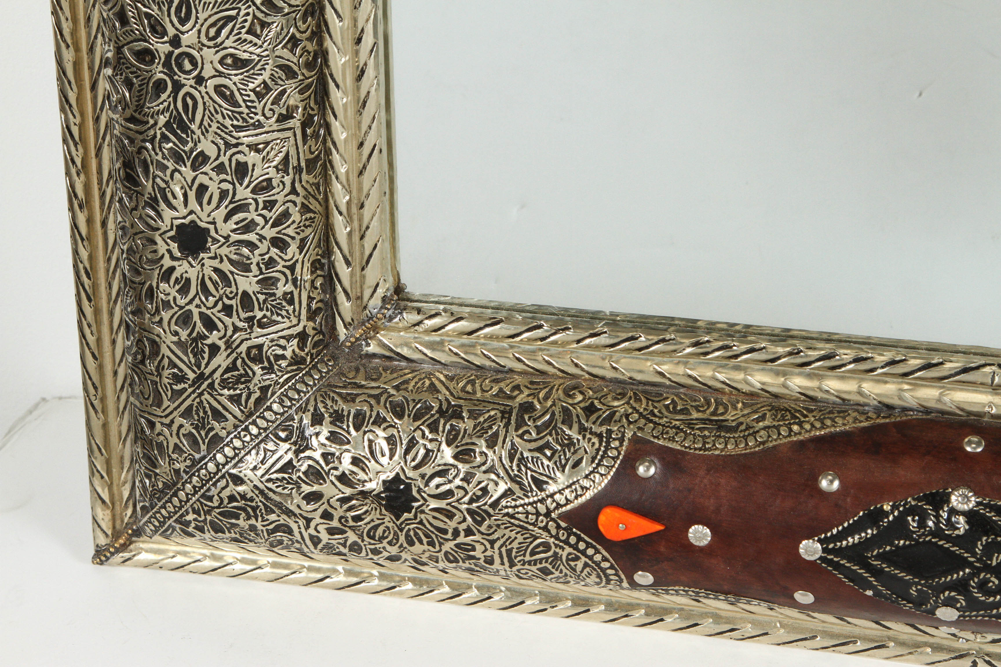 leather wrapped mirror frame