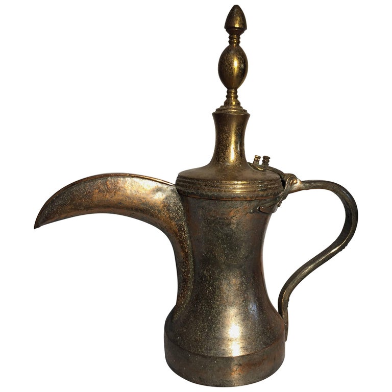19th c Antique Middle Eastern Dallah Turkish Ottoman Bronze Copper