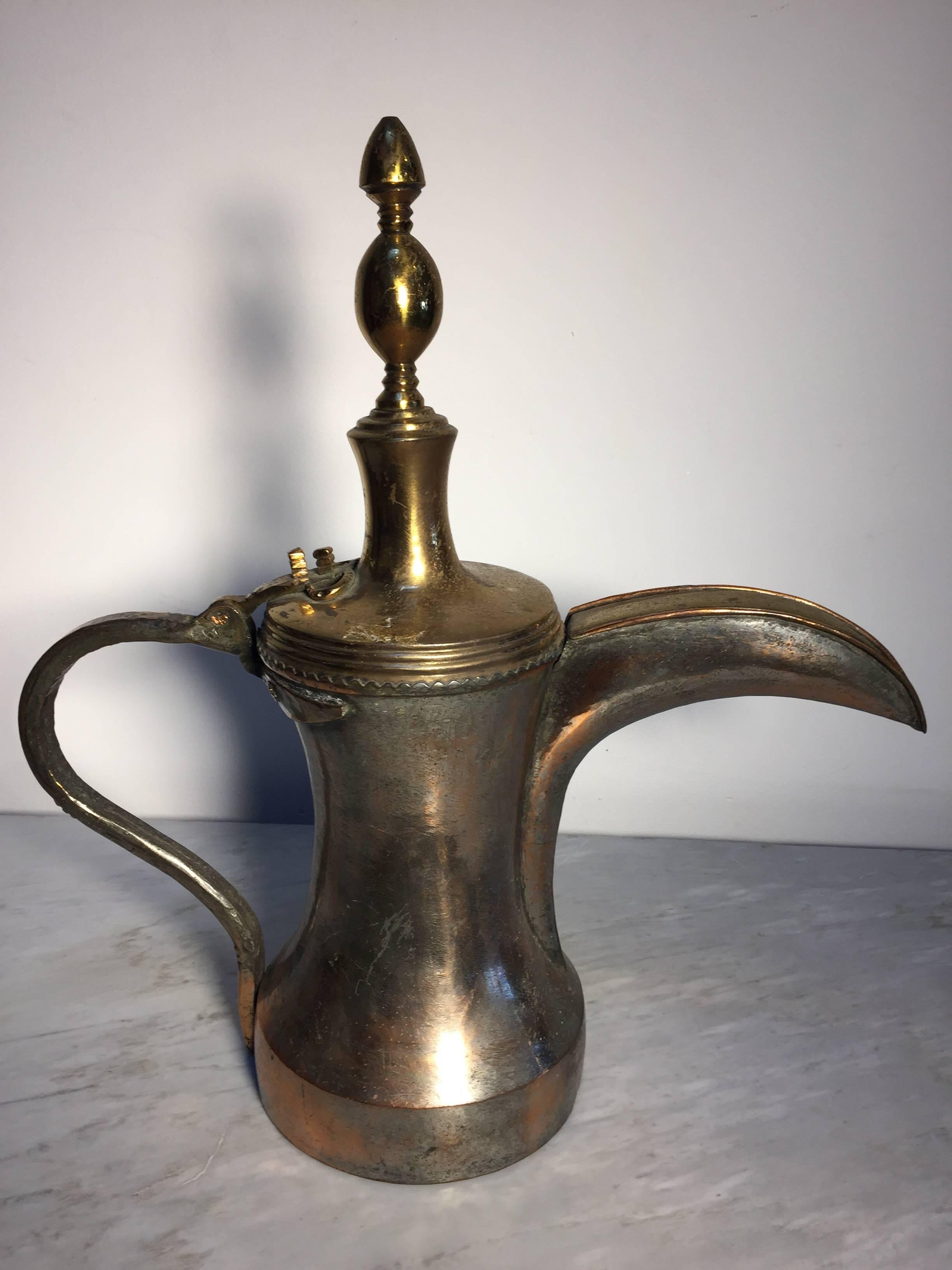 Islamic 19th Century Dallah Middle Eastern Oversized Arabic Copper Coffee Pot