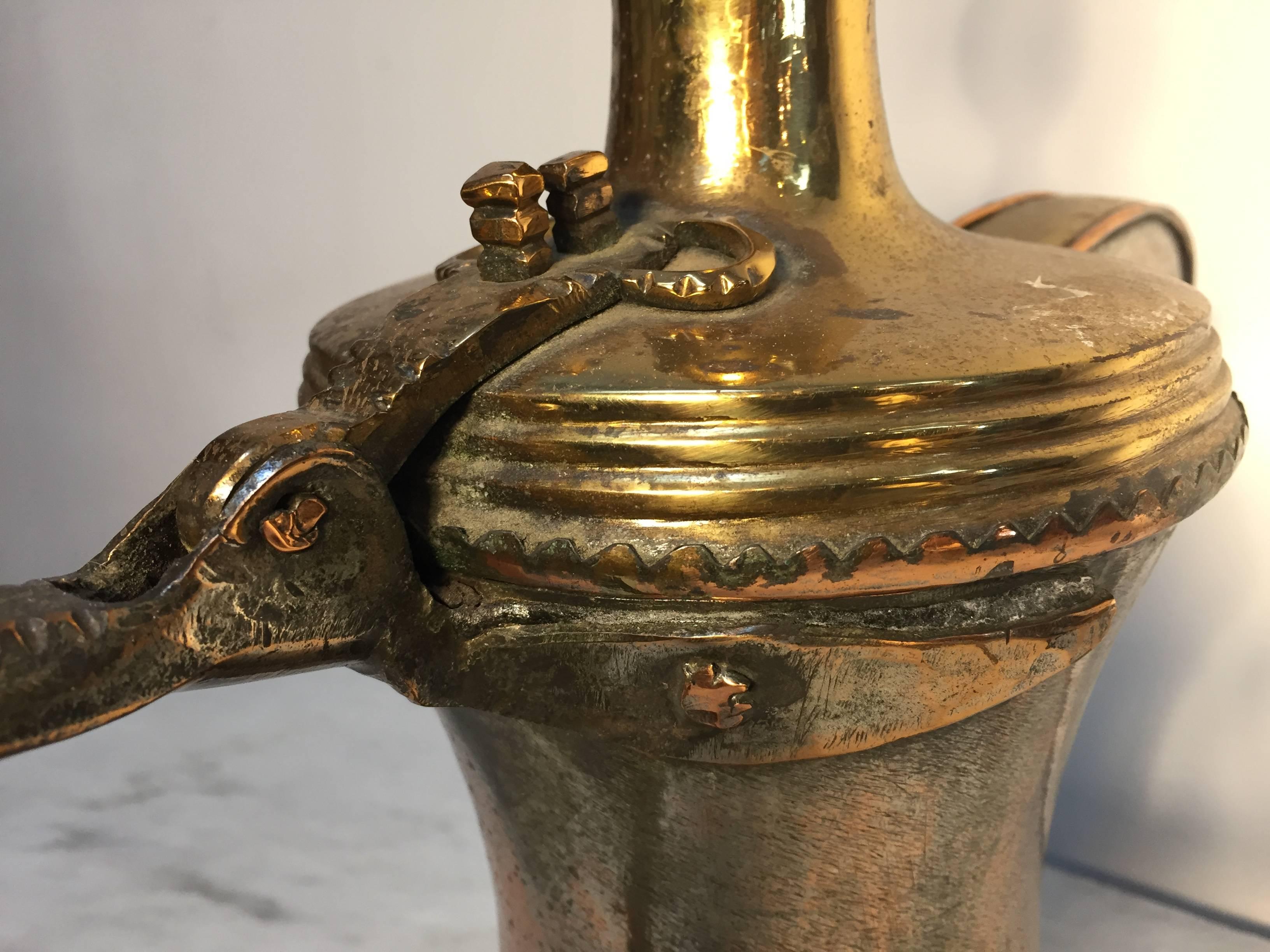 19th Century Dallah Middle Eastern Oversized Arabic Copper Coffee Pot 3
