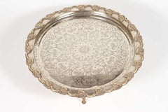 Moroccan Handcrafted Silver Round Tray