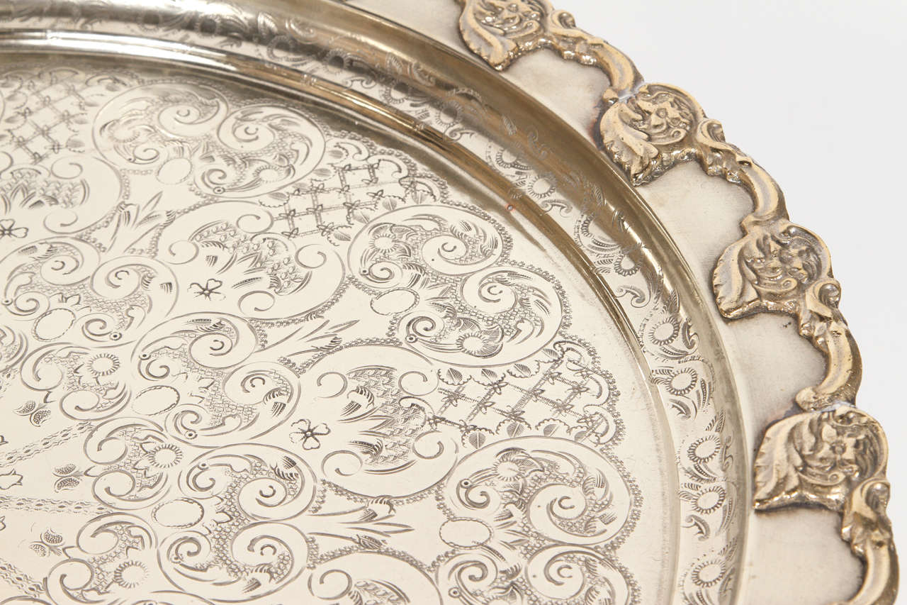 extra large round silver tray