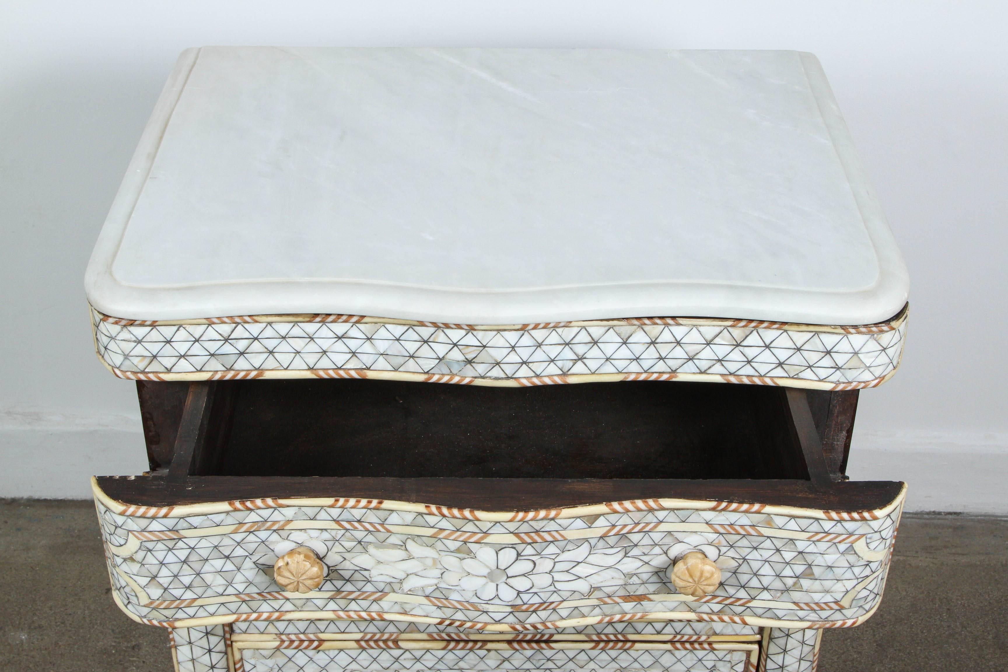 Moorish Pair of Mother-of-Pearl Inlay Syrian Nightstands