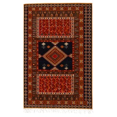 1960s Vintage Moroccan Taznakht Berber Wool Rug, Geometric Tribal Design