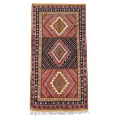 Vintage Moroccan Taznakht Tribal Wool Rug in Brown, Orange and Pink, 1960s