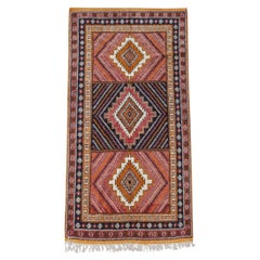 Tappeto tribale marocchino vintage in lana di Taznakht nei toni del marrone, arancione e rosa, anni '60