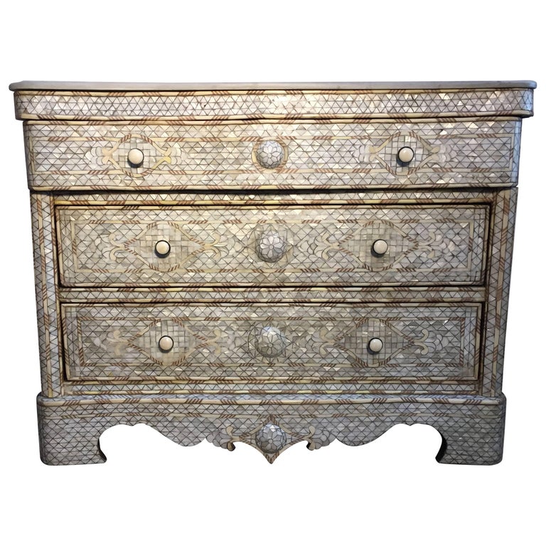 Syrian White Mother Of Pearl Inlay Wedding Dresser At 1stdibs