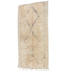 Moroccan Vintage Beni Ouarain Giant White Tribal African Rug