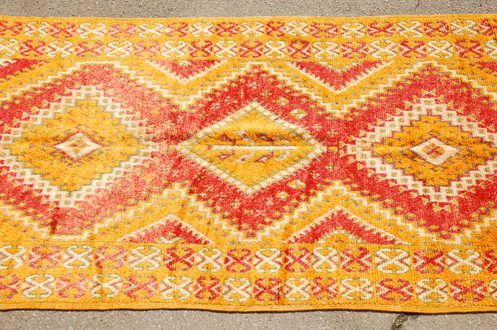 Folk Art 1960s Vintage Moroccan Rug Orange and Red Authentic Tribal Carpet For Sale