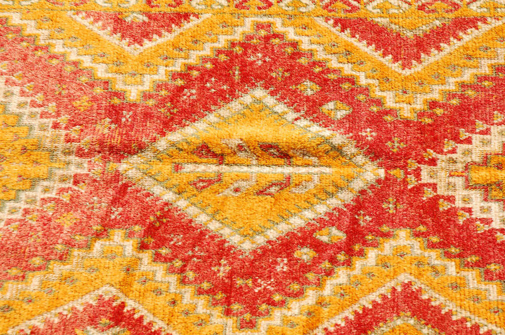 Vegetable Dyed 1960s Vintage Moroccan Rug Orange and Red Authentic Tribal Carpet For Sale