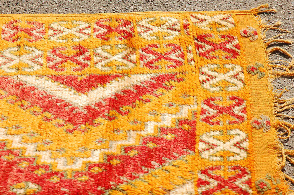 20th Century 1960s Vintage Moroccan Rug Orange and Red Authentic Tribal Carpet For Sale