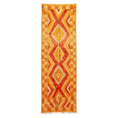 1960s Vintage Moroccan Rug Orange and Red Authentic Tribal Carpet