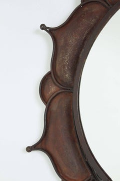 Brutalist Curtis Jere Style Handcrafted Round Outdoor Wall Mirror