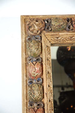 Specchio in legno intagliato a mano in stile moresco, decorazioni policrome, Italia, 1960