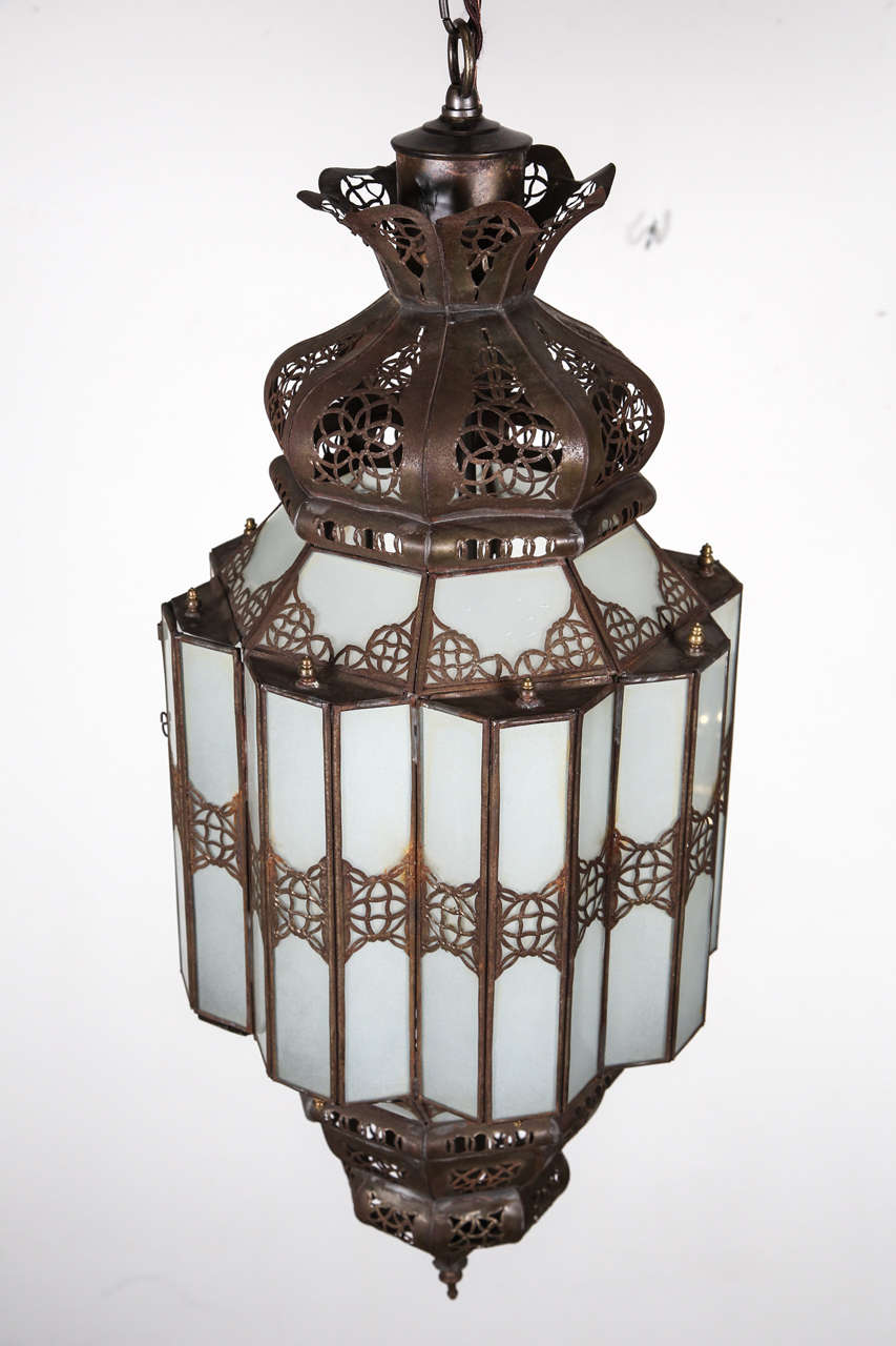Metal Moorish Milky Glass Moroccan Pendant