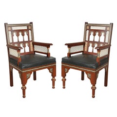 Pair of Middle Eastern Egyptian Moorish Armchairs