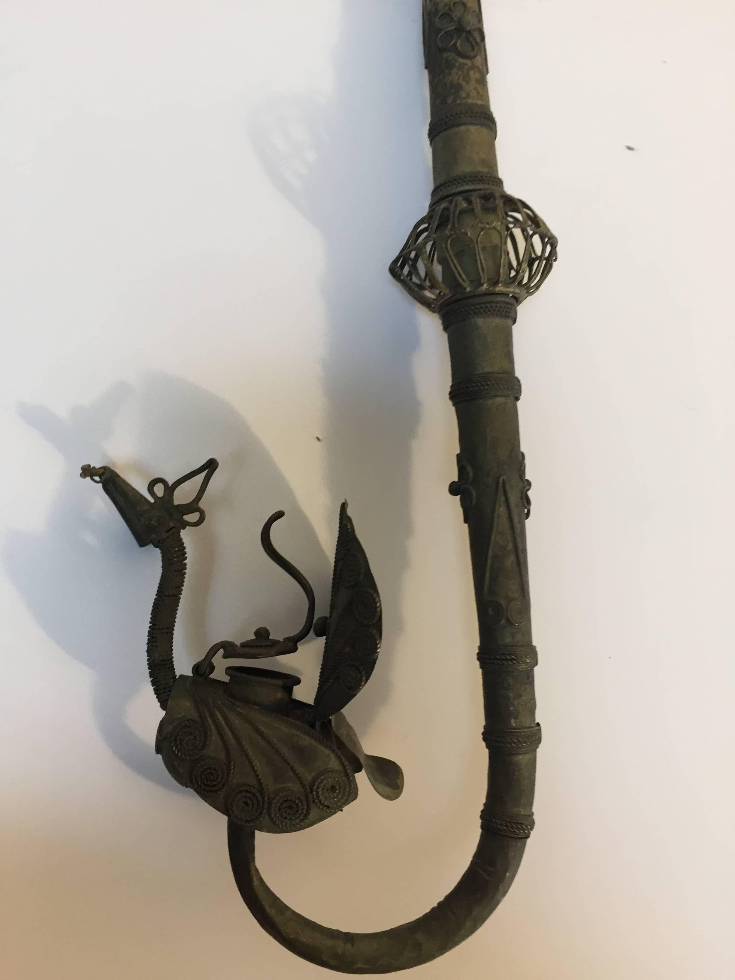 19th Century Asian Peacock Form Opium Pipe