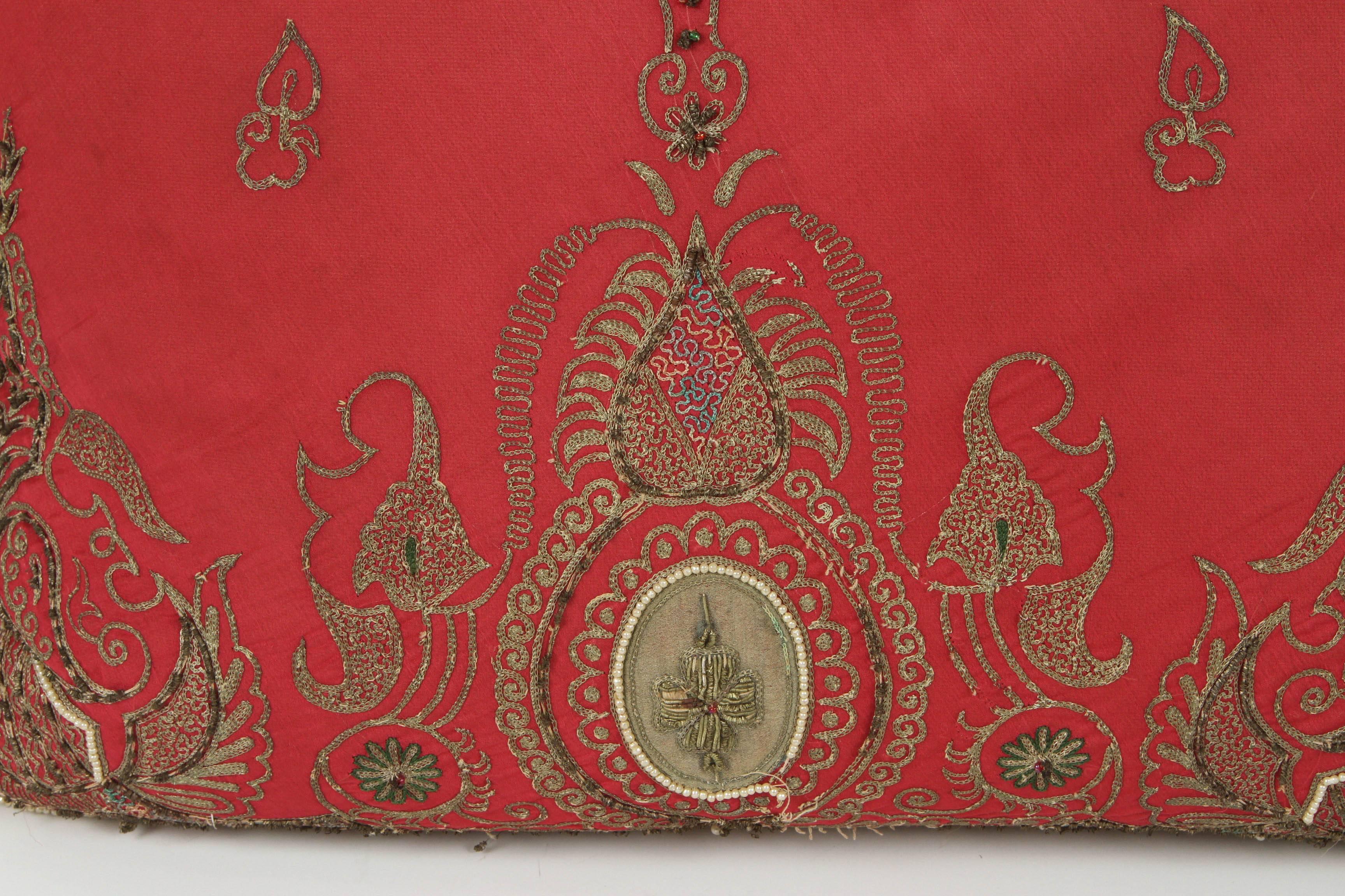 Moorish Antique Turkish Ottoman Silk Pillows with Metallic Threads a Pair