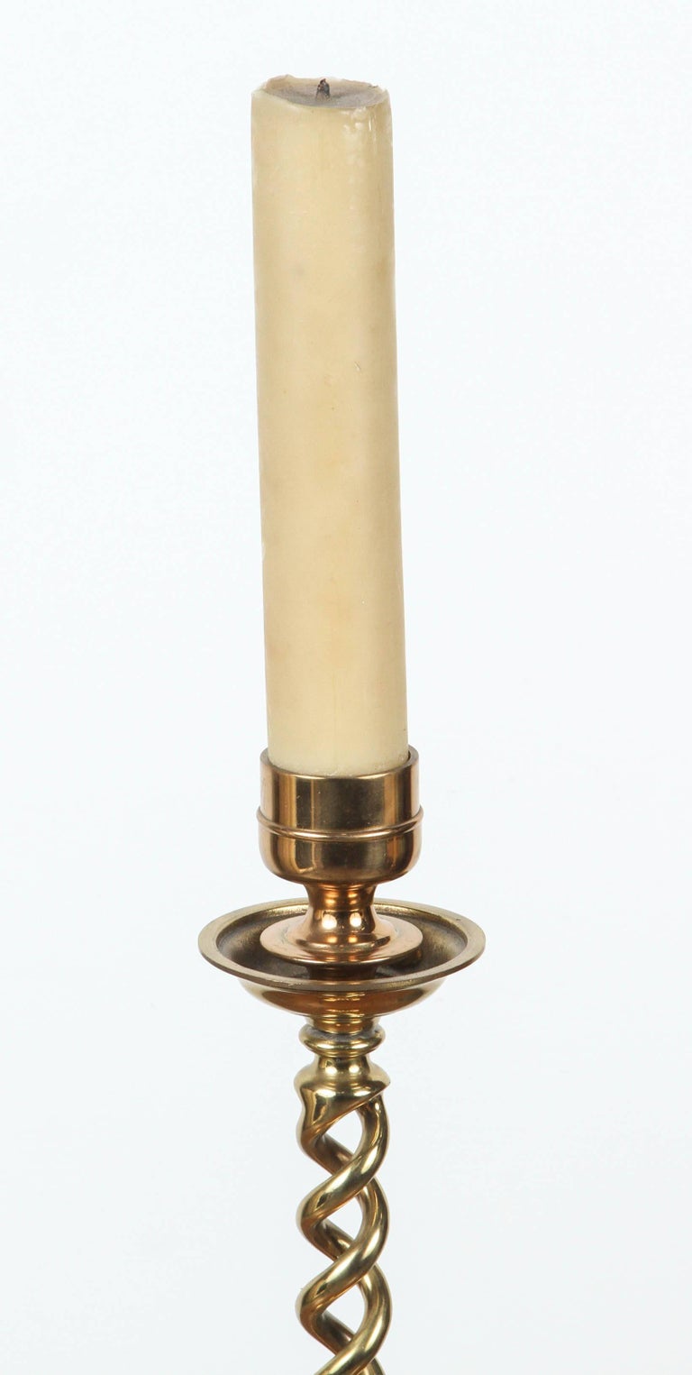 Antique Victorian Polished Brass Candle Stands For Sale at 1stDibs