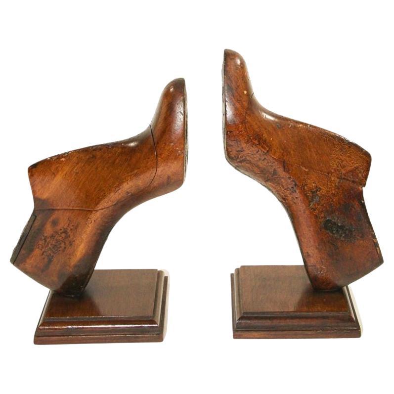 Vintage American Wood Shoe Molds Bookends by Western & Co Saint Louis 1930's