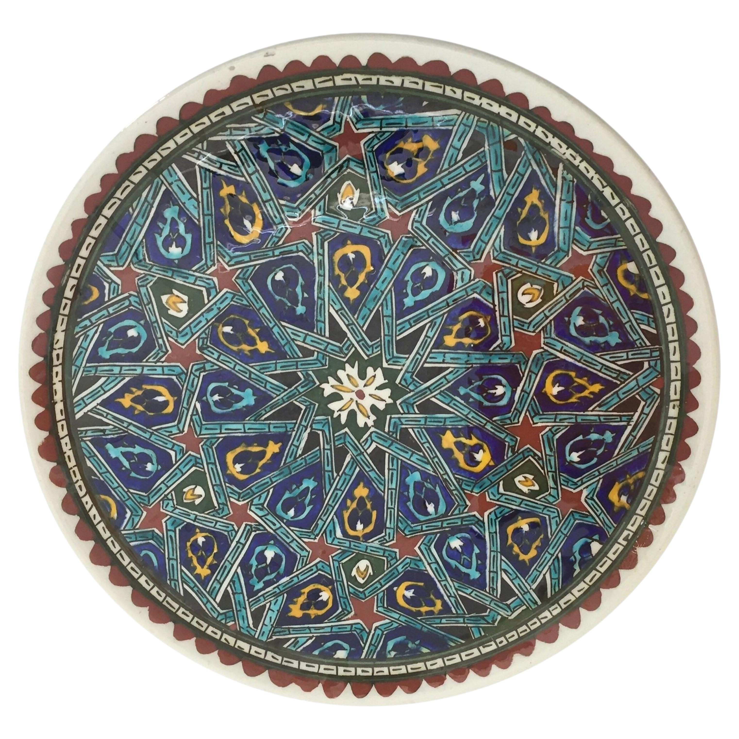 Piatto decorativo moresco in ceramica dipinto a mano anni '50
