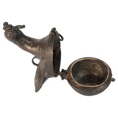Patinated Bronze Box in a from of a Peacock, India