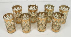 Set of Eight Culver Highball Glasses with 22-Karat Gold Valencia Design