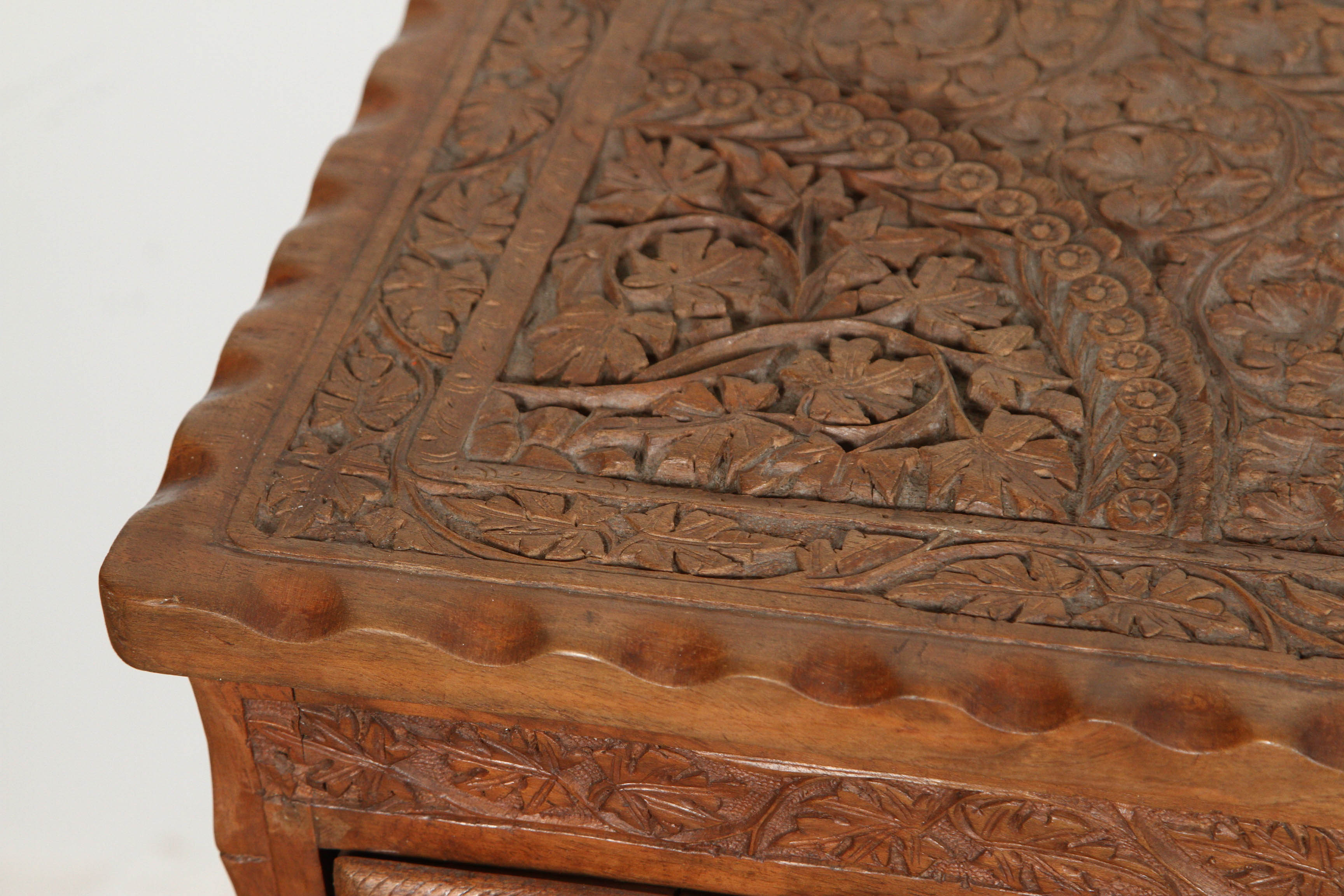 Asian Finely Hand Carved Sideboard from Java, Indonesia In Distressed Condition For Sale In North Hollywood, CA