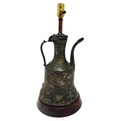 19th Century Middle Eastern Dallah Arabic Copper Coffee Pot Table Lamp