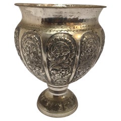 Anglo-Raj Style Silvered Footed Vase by Rajhastani, Metal, India, 1980
