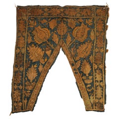 Fragment d'antiquités en textile islamique de l'Empire ottoman du 19e siècle, fils d'argent métallisés