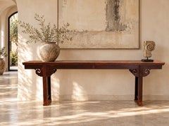 19th-Century Chinese Qing Dynasty Elmwood Altar Console Table, Shanxi, 107 In.
