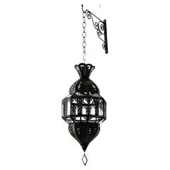 Handcrafted Moroccan Moorish Lantern, Brass & Glass, Octagonal, 1980