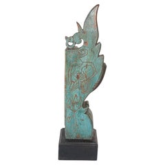 Antique Hand-Carved Wood Temple Fragment, Anglo Raj Style, India