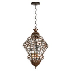 Vintage Moroccan Moorish Diamond-Form Clear Glass Pendant Lantern, 1980s